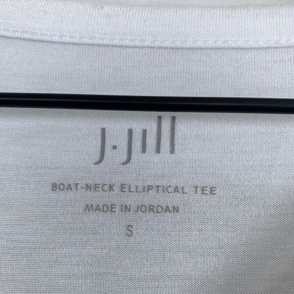 J Jill Boat Neck Elliptical Tee White Tencel Long Sleeve Basic Womens Small - Picture 5 of 6